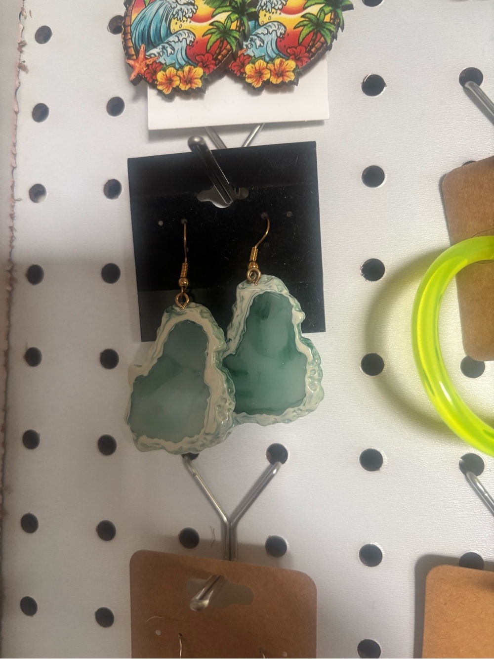 Green Agate Slice Drop Earrings - Stylish Women Accessories